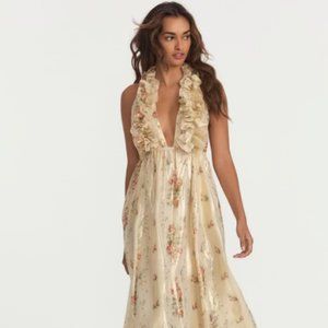Antonie Maxi Halter Dress - Golden Fog